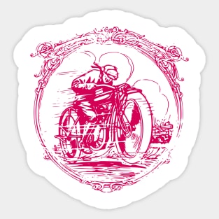 Antique Motorbike Illustration in Magenta Sticker